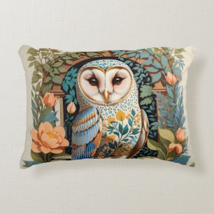 Vintage Floral Patterned Barn Owl Decorative Cushion