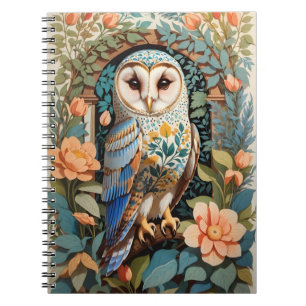 Vintage Floral Patterned Barn Owl Notebook