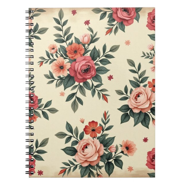 Vintage floral patterns with classic elegance notebook (Front)