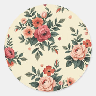 Vintage floral patterns with classic elegance round sticker