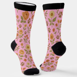 Vintage Floral Paw Print Socks – Pet Lover Gift
