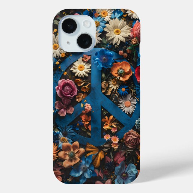 Vintage Floral Peace Sign Phone Case (Back)