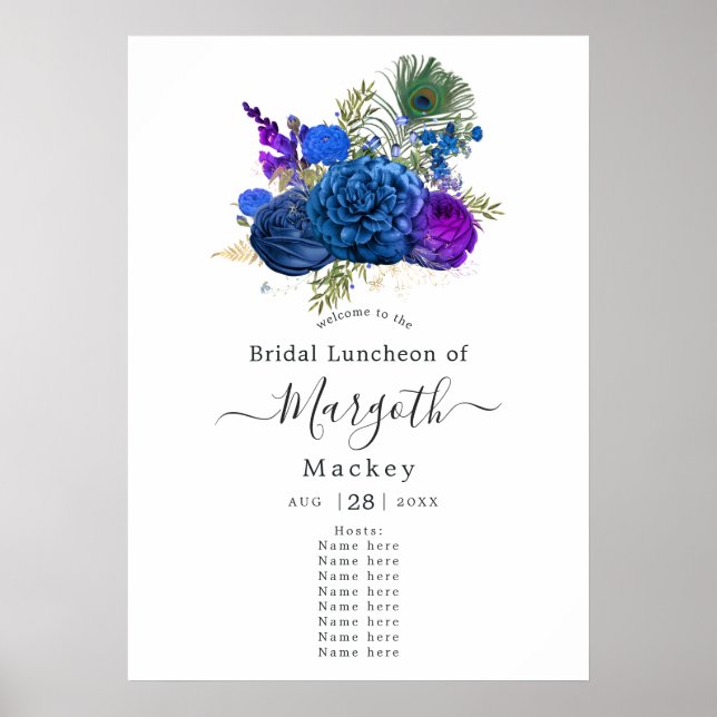 Vintage Floral Peacock Welcome Poster (Front)