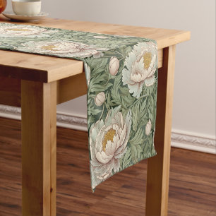 Vintage Floral Peony Patterned Short Table Runner