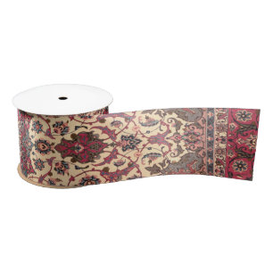 Vintage Floral Persian Carpet Pattern Satin Ribbon