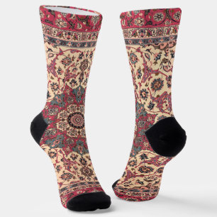 Vintage Floral Persian Carpet Pattern Socks