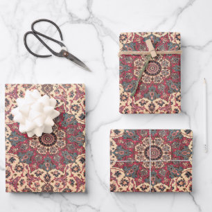 Vintage Floral Persian Carpet Pattern Wrapping Paper Sheet