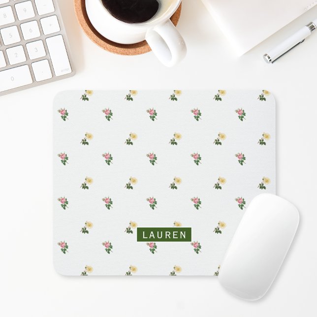 Vintage Floral Personalised Mouse Pad (Creator Uploaded)