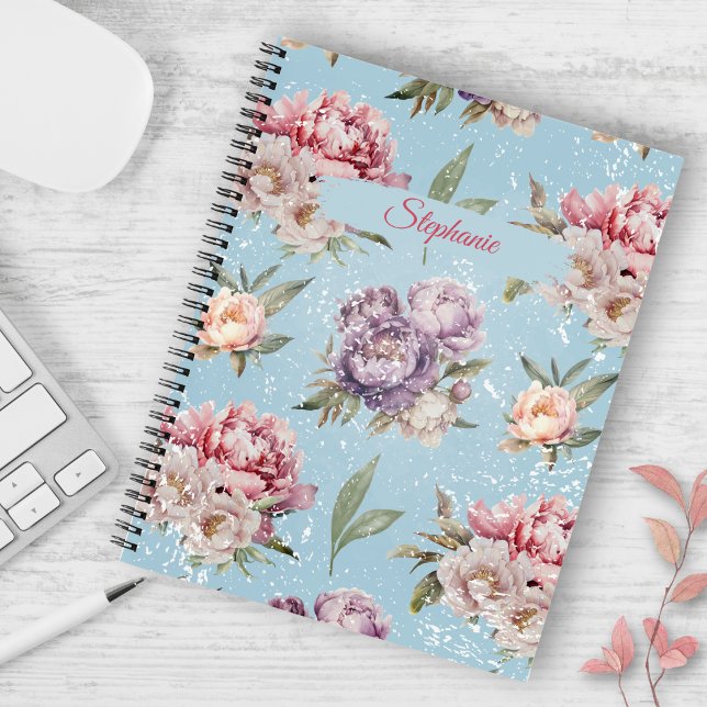 Vintage Floral Personalised Peony Pattern Notebook (Creator Uploaded)