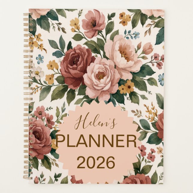 Vintage Floral Personalised Planner (Front)