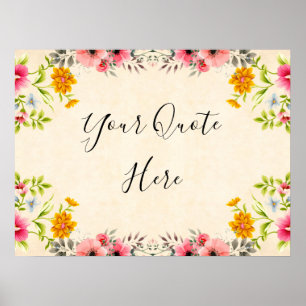 Vintage Floral Personalised Quote Poster