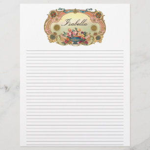 Vintage Floral Personelized Lined Letterhead