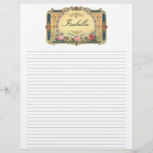 Vintage Floral Personelized Lined Letterhead