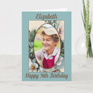 Vintage Floral Photo Any Age Birthday Card