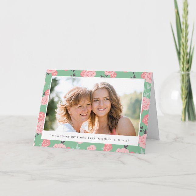 Vintage Floral Photo Mother's Day Greeting Card (Front)