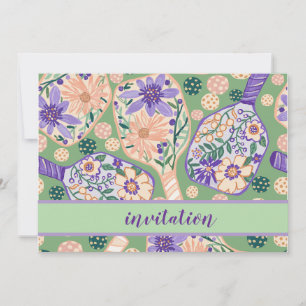 Vintage Floral Pickleball Design Invitation