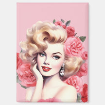 Vintage Floral Pin-Up Magnet – Blossom Marie