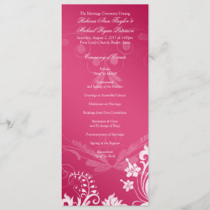 Vintage Floral Pink and White Wedding Program Programme