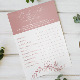 Vintage Floral Pink Baby Shower Scattegories Game Flyer