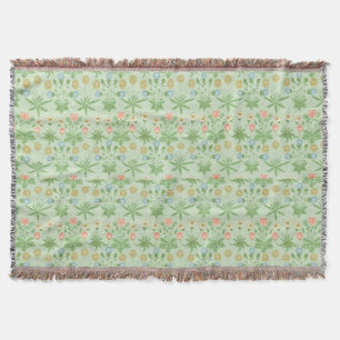 Vintage Floral Pink Blue William Morris Daisy Throw Blanket