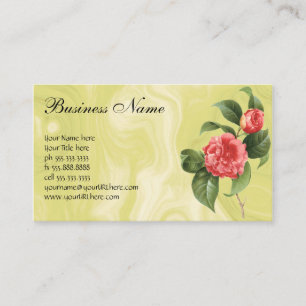 Vintage Floral, Pink Camellia Flowers by Redoute Business Card