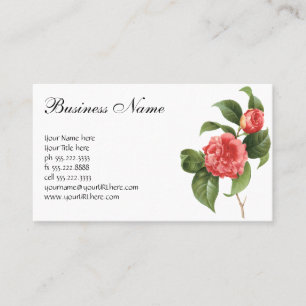 Vintage Floral, Pink Camellia Flowers by Redoute Business Card