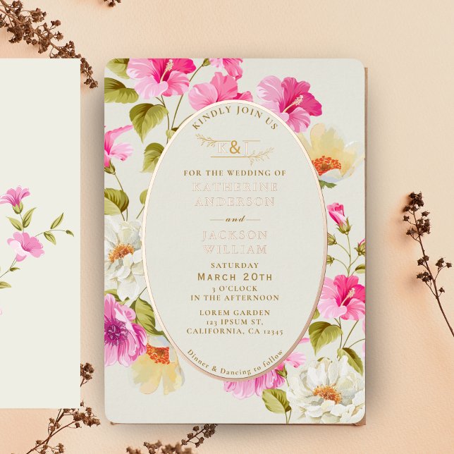 Vintage floral Pink flowers rose gold Wedding (Creator Uploaded)