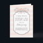 Vintage Floral Pink Granddaughter Birthday Card<br><div class="desc">Birthday card for granddaughter with vintage pink and peach stripes pattern,  spring flowers,  rustic handwritten style text and thoughtful verse.</div>