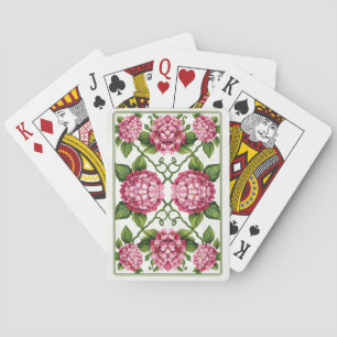 Vintage Floral Pink Hydrangea Playing Cards