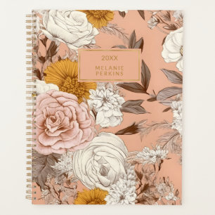Vintage Floral Pink Peach Antique Boho Wildflowers Planner