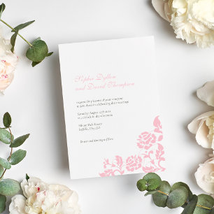 Vintage Floral Pink Rose Lace Pattern Wedding Invitation