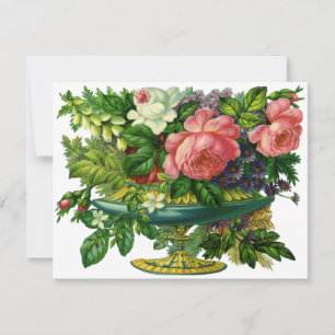 Vintage Floral Pink Roses Garden Flower Invitation