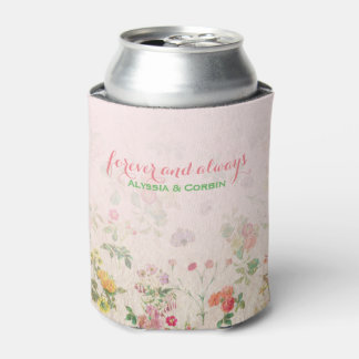 Vintage Floral Pink Wedding Bachelorette Party Can Cooler