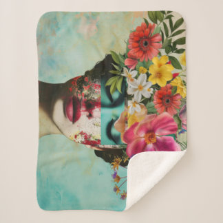 Vintage Floral Portrait Sherpa Blanket