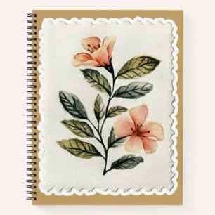 Vintage Floral Postage Stamp Cottagecore Botanical Notebook