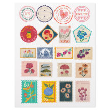 Vintage Floral Postage Stamps & Love Mail stickers