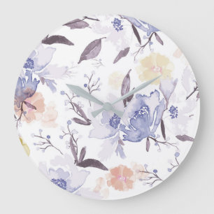 Vintage Floral Print 1 Large Clock
