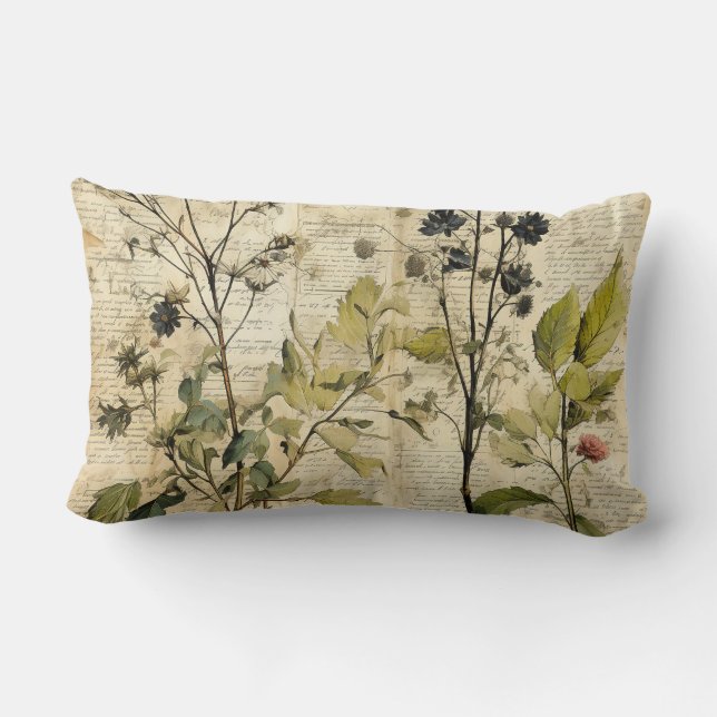 Vintage Floral Print Pillow (Back)