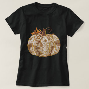 Vintage Floral Pumpkin T-shirt Intricate Applique