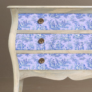 Vintage floral purple blue toile de jouy tissue paper
