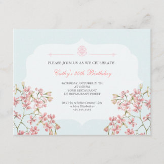 Vintage Floral Purple Damask Adult Birthday Party Invitation