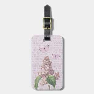 Vintage floral purple lilac flower luggage tag