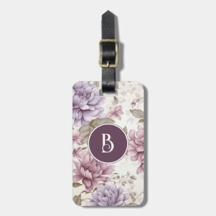 Vintage Floral Purple Luggage Tag