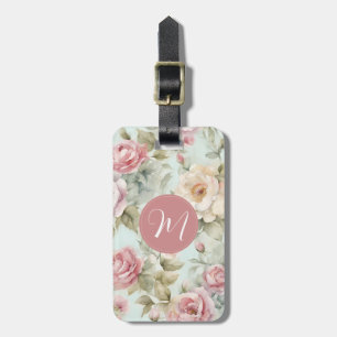 Vintage Floral Purple Luggage Tag