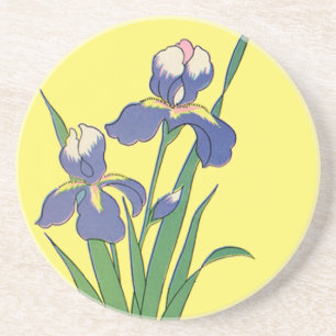Vintage Floral, Purple Spring Garden Iris Flowers Coaster