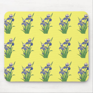Vintage Floral, Purple Spring Garden Iris Flowers Mouse Pad
