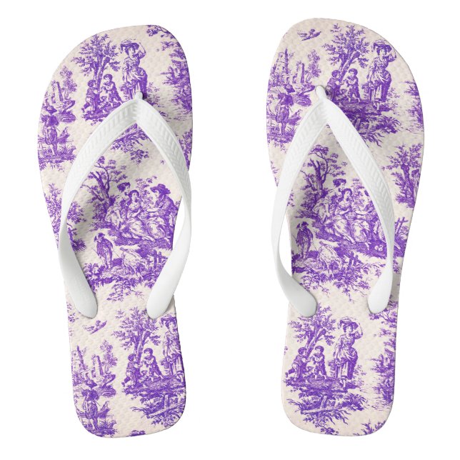 Vintage floral purple toile de jouy jandals (Footbed)