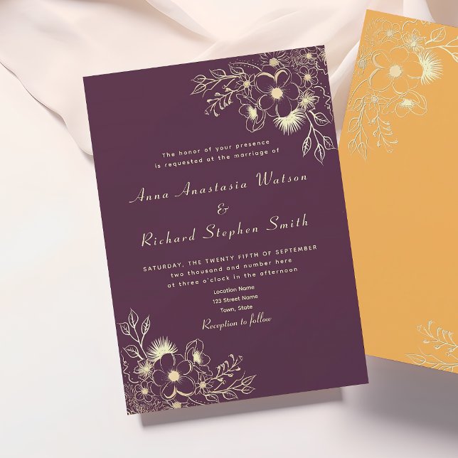 Vintage Floral Purple Wedding Invitation (Creator Uploaded)