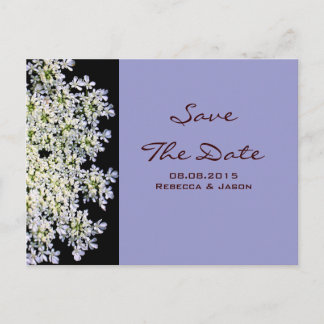 vintage floral purple wedding save the date announcement postcard