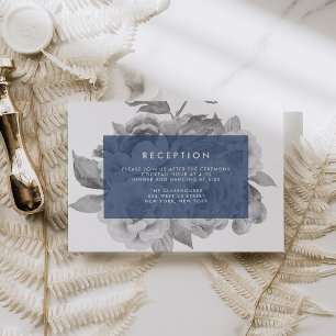 Vintage Floral Reception Card Navy